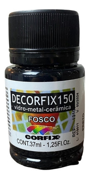 Tinta Decorfix 150 - 321 Preto Fosco 37ml Para Artesanato 0