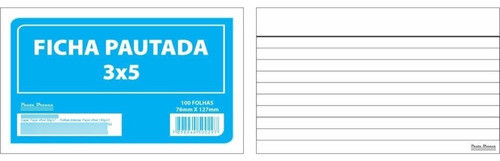 Ficha Pautada 3x5 7,6x12,7cm 100fls. Pacote 0