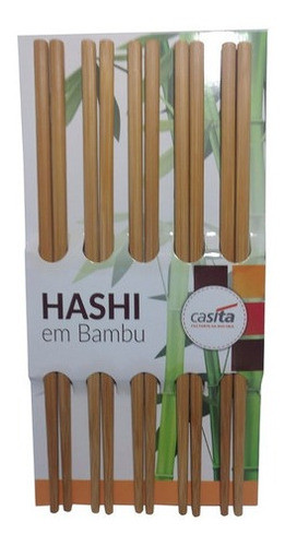 Hashi Kit 10 Pares Para Cozinha Oriental Sushi Bambu Lavável 0