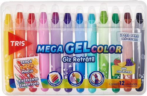 Giz Retrátil Mega Softcolor Tris - 12 Cores 0