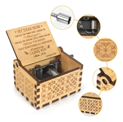 Caja De Musica De Manivela Grabada, De Hijo A Mama 1