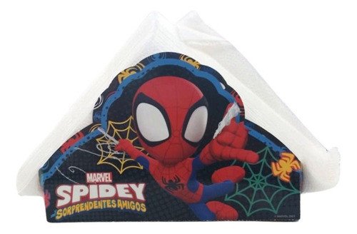 Servilletero Hombre Araña Con Servilletas Blancas X 15u 0