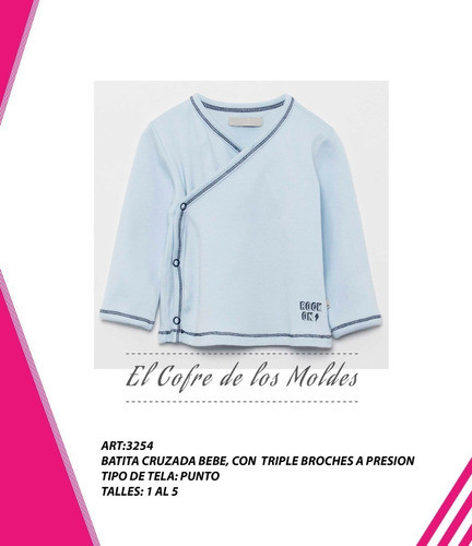 Molde Digital Batita Cruzada Bebe, Patron Pack Talles 1 Al 5 1
