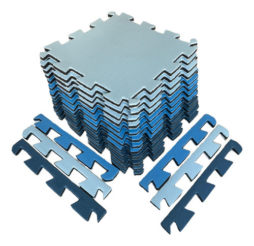 Kit 4 Tatames Infantil 50x50 20mm Tons De Azul Economico 1