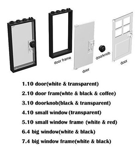 Puertas De Windows Set Ladrillos Bloque Compatible Para Gran 1