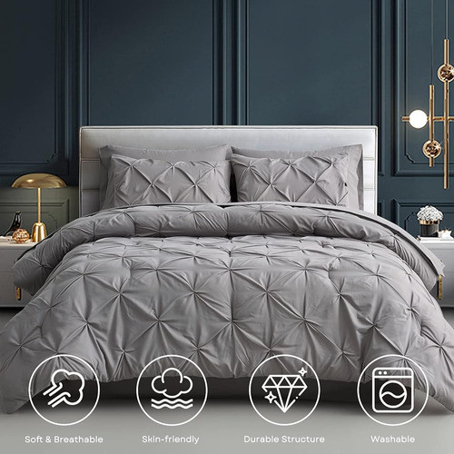 Arce & Stone Queen Comforter Set 7 Pieces Pinch Pleat Bed In 1