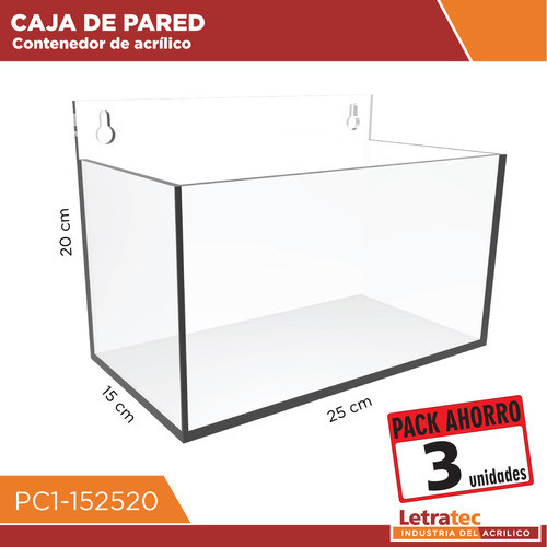 Caja Organizador Pared Acrilico Oficina Pc1-152520-3 Pack/3 1