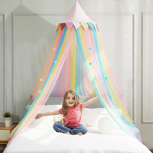 Moozhealth Cama Canopy Para Niñas Niños Princesa Cúpula Redo 0