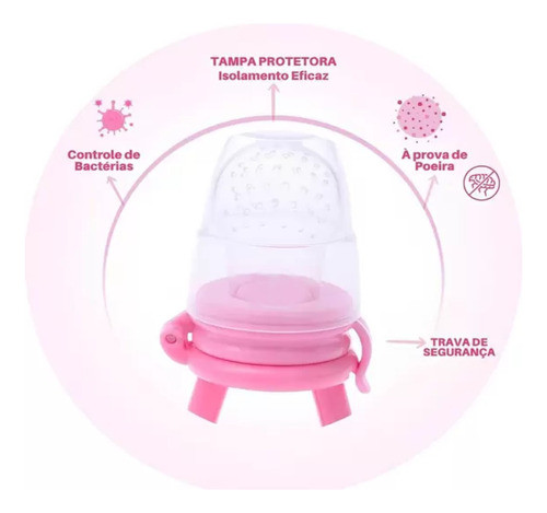 1 Und Chupeta Alimentadora Mordedor Bebê Silicone Rosa 1