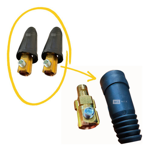 Kit 2 Conector Macho Cabo Inversora Solda 9mm Engate Rápido 0