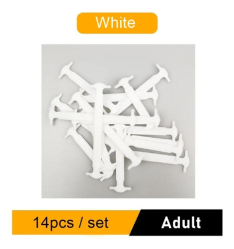 Cadarço 14 Pçs Silicone Elástico Adulto/infantil Branco Novo 1