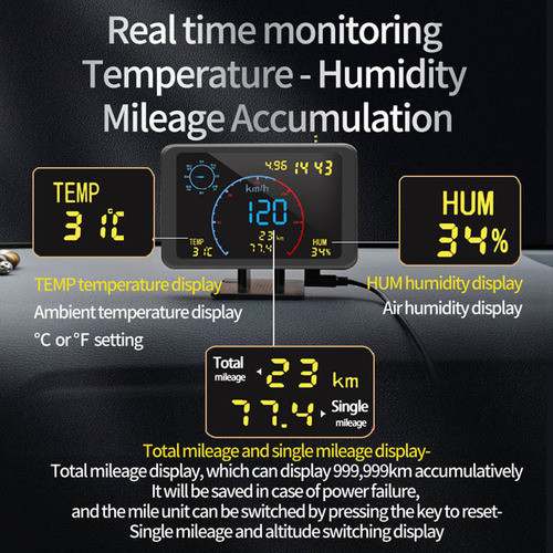 Display Head Up Display Odômetro Digital Velocímetro 5-24v H 1