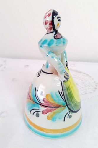 Campana De Mesa  Ceramica Española C/ Forma De Mujer Firmada 1