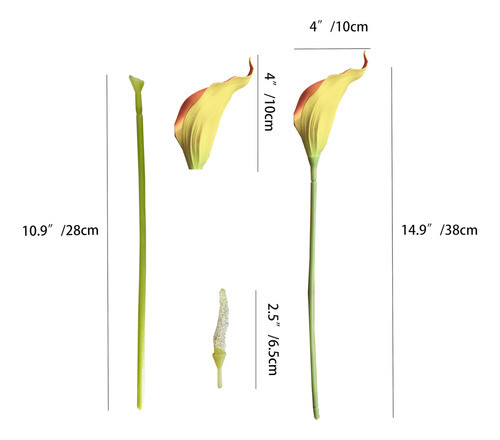 20 Flores Alcatraz Artificiales De Latex Naranja 35cm 1