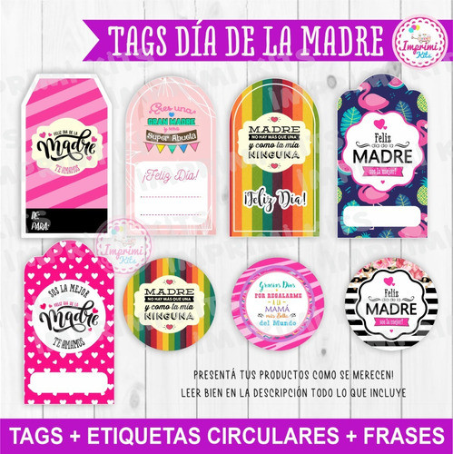Kit Imprimible Día De La Madre Tags Círculos Tarjetas #1 1