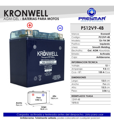 Bateria Moto Gel Kronwell Motomel Cirius 200 1