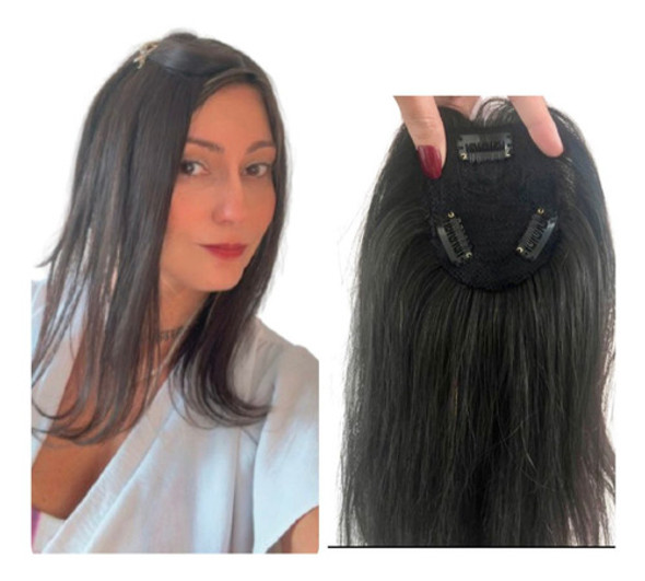 Franja Franjão Topo 60cm Cabelo Castanho Natural Video Anexo 0