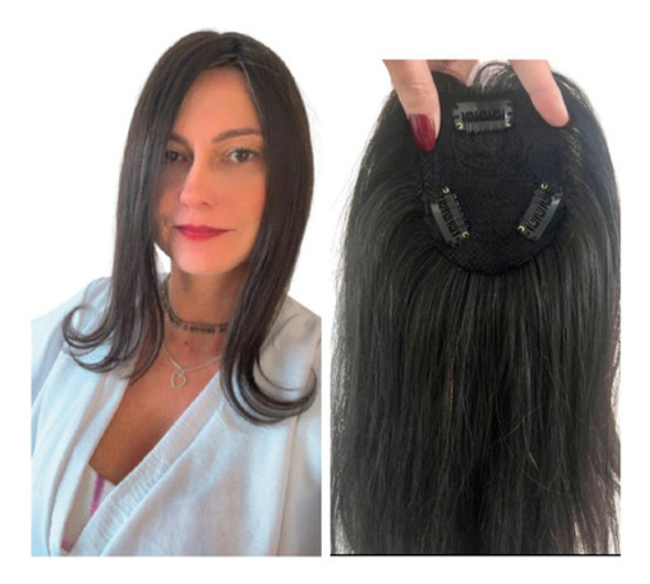 Franja Franjão Topo 60cm Cabelo Castanho Natural Video Anexo 1