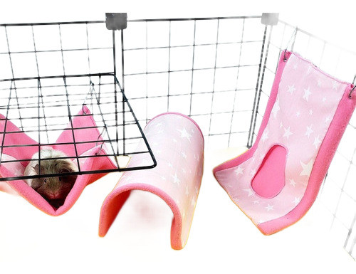 Enxoval Para Porquinho Da Índia - Manta Soft, Toca, Rede 0