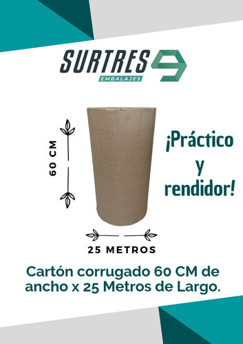 Rollo Cartón Corrugado 60 Cm X 25 Mts X2 Unidades 1