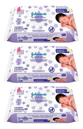 Johnson's Baby Kit X3 Toallitas Húmedas Antes De Dormir 96u 0