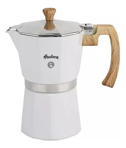 Cafetera Hudson Tipo Italiana Esmaltada Blanco 6 Tazas 0