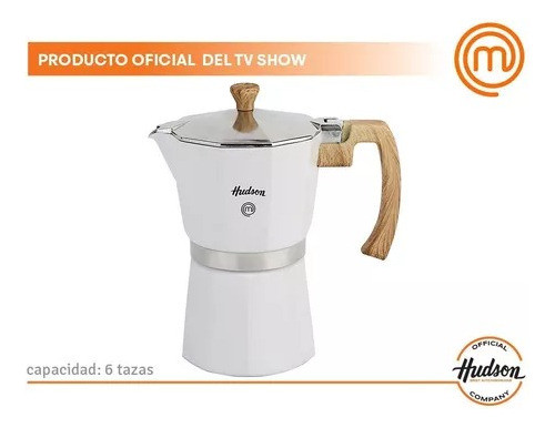 Cafetera Hudson Tipo Italiana Esmaltada Blanco 6 Tazas 1