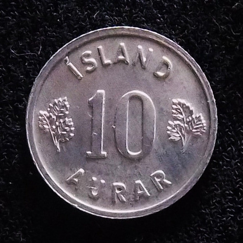 Islandia 10 Aurar 1974 Sin Circular Escudo Nacional 0