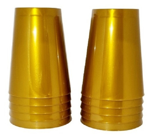 50 Copos Acrílico 200ml Lavável Descartável Dourado Ouro 0