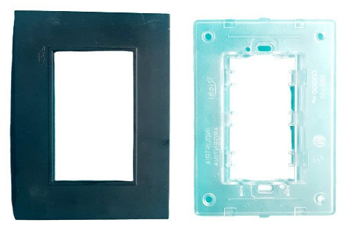 Tapa + Bastidor Para 3 Modulos 10x5 Negro Richi  - Geo 0