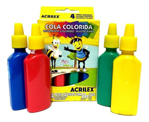 Cola Vinilica Acrilex Color Pack X4 Serviciopapelero 0