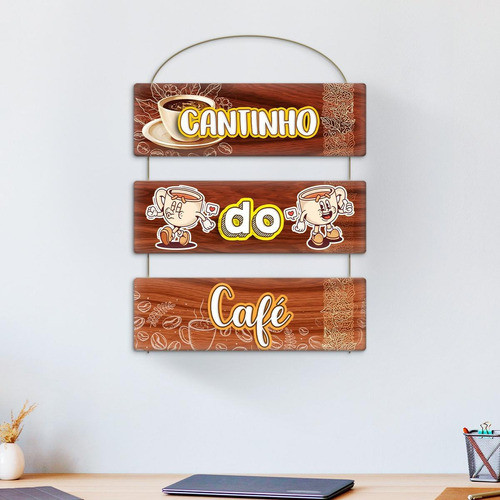 Placa Decorativa Suspensa Para Área Gourmet Cantinho Do Café 1