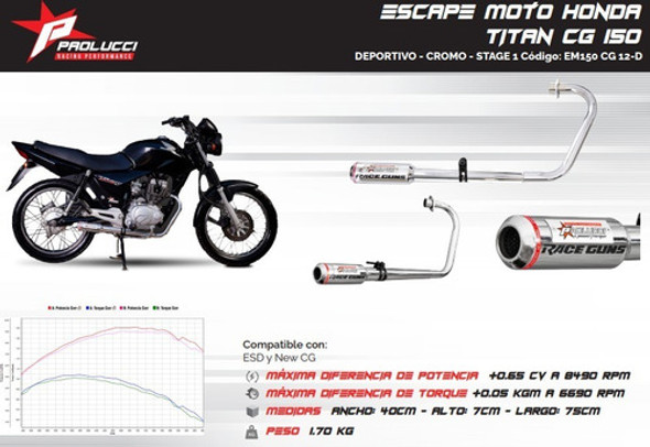 Escape Paolucci Competición Honda Cg Titan 150  Cromo Stage1 1 Escape Paolucci Competición Honda Cg Titan 150  Cromo Stage1 1