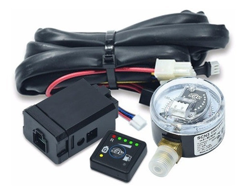 Kit Chave Comutadora Gnv Mini Sgv Caixinha Chicote Manometro 0