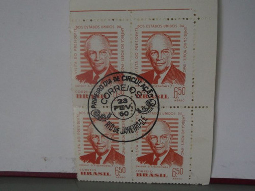 Quadra - Selo - Visita Do Presidente Dos Estados Unidos 1960 0