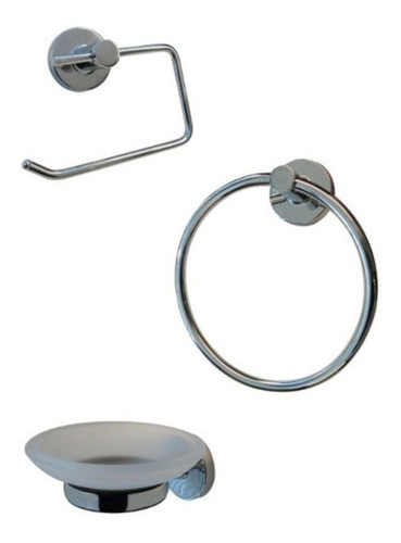 Kit De Accesorios Baño Peirano 12003 3 Piezas Cromadas Metal 0