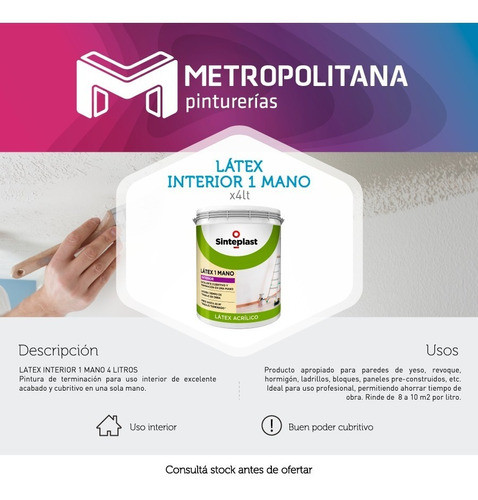 Látex Interior 1 Mano | Sinteplast | 4lt 1