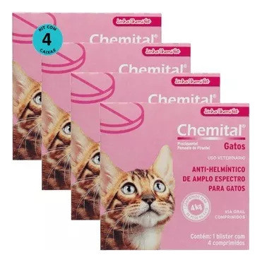 Remédio Verme Chemital Gatos - Vermífugo Gatos Vermes Kit 04 1