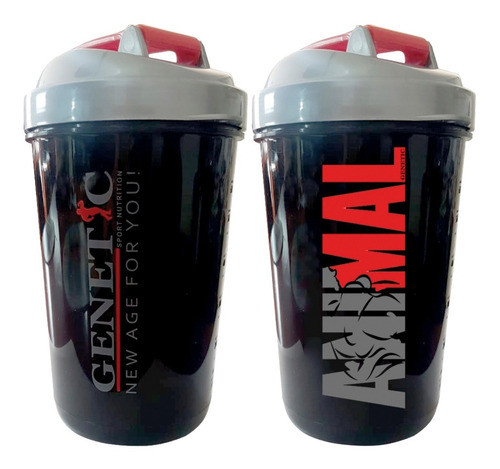 2 Vasos Batidores 600ml Línea Shaker Black Animal + Genetic 0