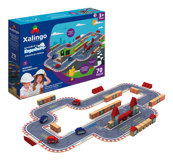Bloques Y Puzzle De Madera, Pista, 70 Piezas Xalingo, En Caj 0