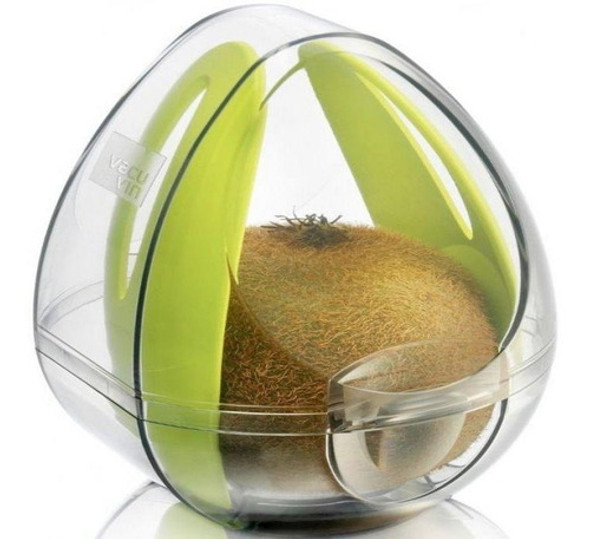 Protetor Guarda Kiwi Com Fatiador E Colher Plástico Vacu Vin 0