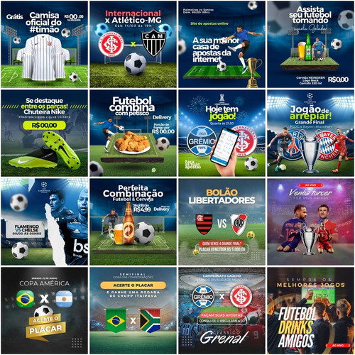 Pack Canva Futebol Editável 45 Artes + Stories 1