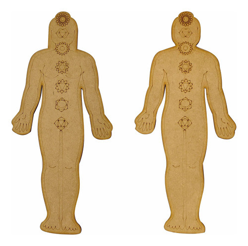 Figura Humana En Madera Con Chakras Grabadas Reiki Terapias 0