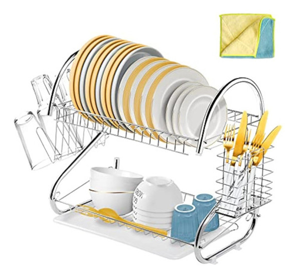 Znm Dish Drying Rack, Rack De Platos Pequeños De 2 Niveles C 0