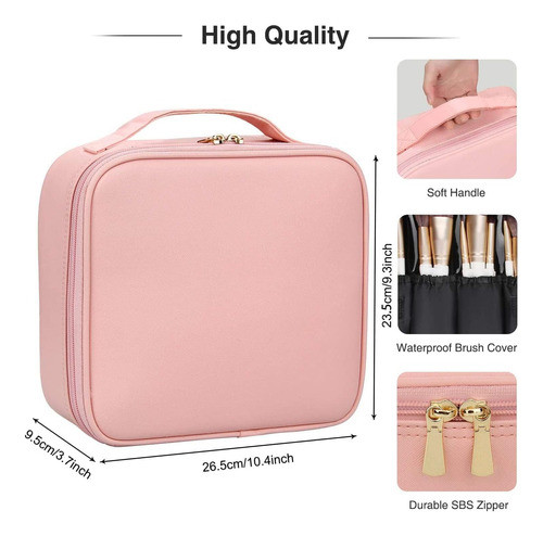 Estuche De Maquillaje Viajero Rosa Con Divisorias Para Cosmé 1
