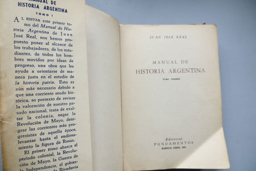 Manual De Historia Argentina Juan José Real Ed Fundamentos 1