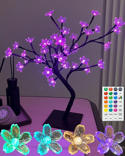 Lámpara Árbol Espiritual Con Luz Hadas, Flor Cerezo, Árbol Y 0