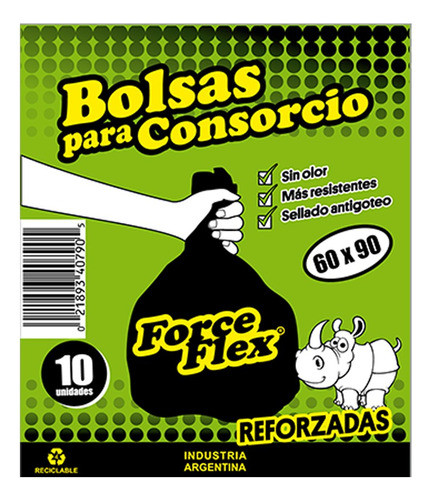 Bolsa Basura Residuo 60x90 Negra 10un Reforzada Gruesa Dura 0