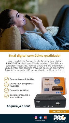 Conversor Para Tv Digital Pro + Antena Digital Interna Omni 1