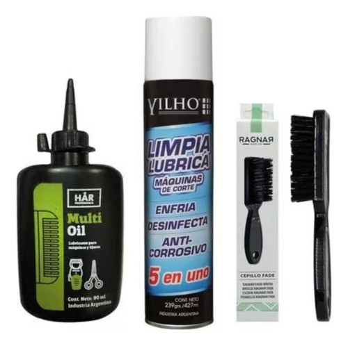Combo Limpieza De Maquinas Aceite + Yilho + Cepillo Fade 0